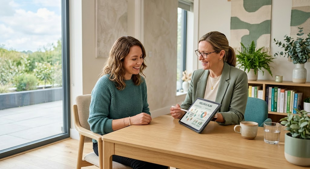 Practitioner reviewing a nutrition plan with a patient